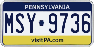 PA license plate MSY9736