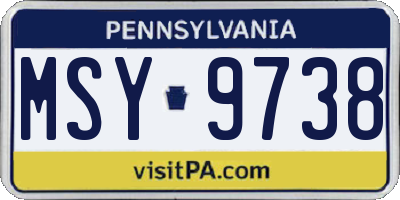 PA license plate MSY9738