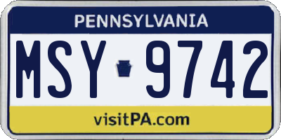 PA license plate MSY9742