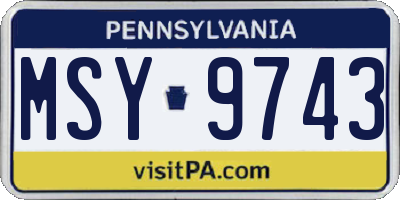 PA license plate MSY9743
