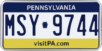 PA license plate MSY9744