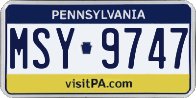 PA license plate MSY9747