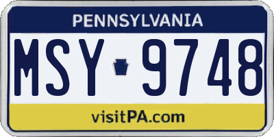 PA license plate MSY9748
