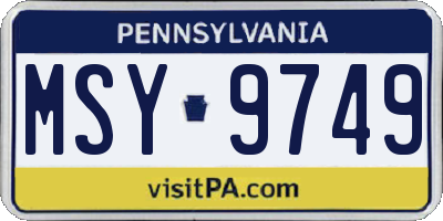 PA license plate MSY9749