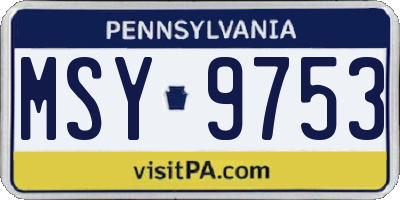 PA license plate MSY9753