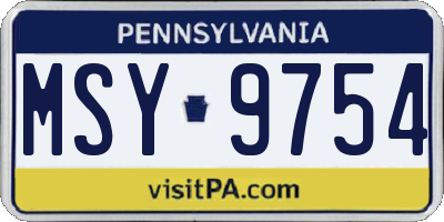 PA license plate MSY9754
