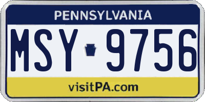 PA license plate MSY9756