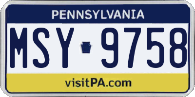 PA license plate MSY9758
