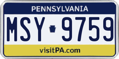 PA license plate MSY9759