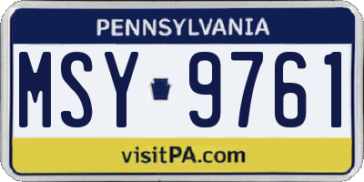 PA license plate MSY9761