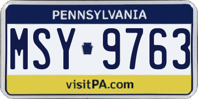 PA license plate MSY9763