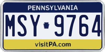 PA license plate MSY9764