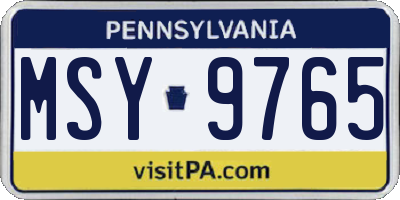 PA license plate MSY9765
