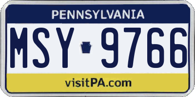 PA license plate MSY9766