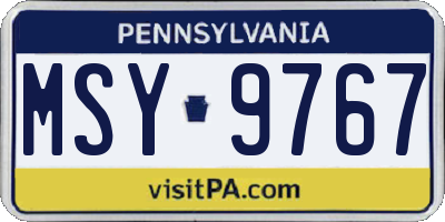 PA license plate MSY9767