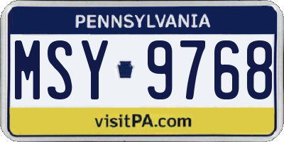 PA license plate MSY9768