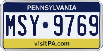PA license plate MSY9769