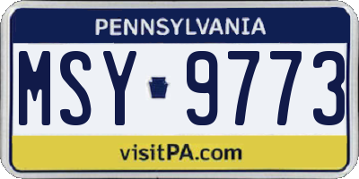 PA license plate MSY9773