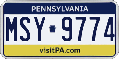 PA license plate MSY9774