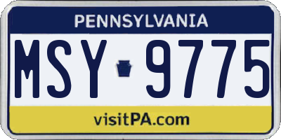 PA license plate MSY9775