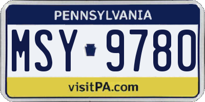 PA license plate MSY9780