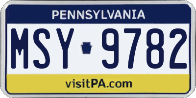 PA license plate MSY9782