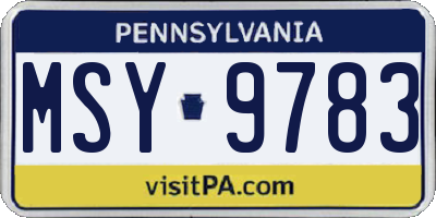 PA license plate MSY9783