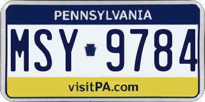 PA license plate MSY9784