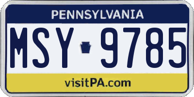 PA license plate MSY9785