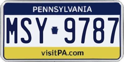 PA license plate MSY9787