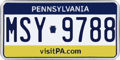 PA license plate MSY9788