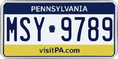PA license plate MSY9789