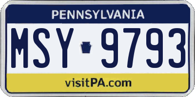 PA license plate MSY9793