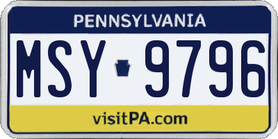 PA license plate MSY9796