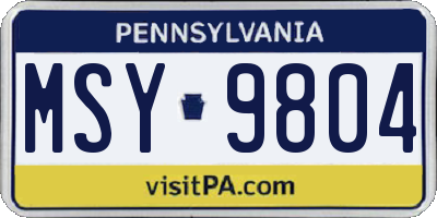PA license plate MSY9804