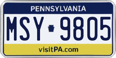 PA license plate MSY9805
