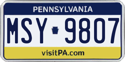 PA license plate MSY9807