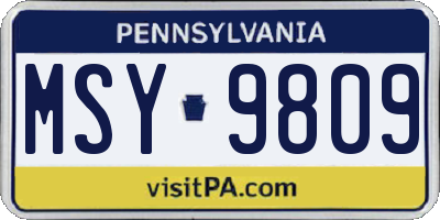 PA license plate MSY9809