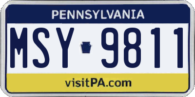 PA license plate MSY9811