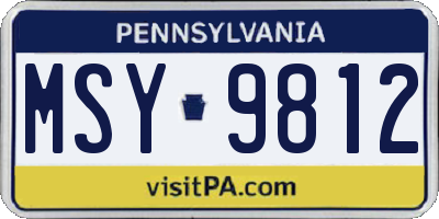 PA license plate MSY9812