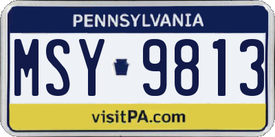 PA license plate MSY9813