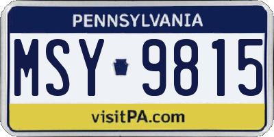 PA license plate MSY9815