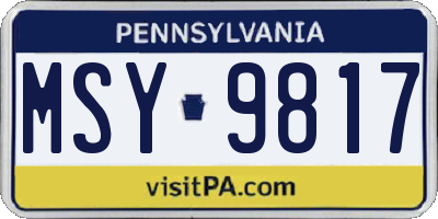PA license plate MSY9817
