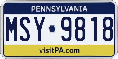 PA license plate MSY9818