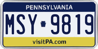 PA license plate MSY9819