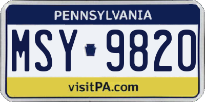 PA license plate MSY9820