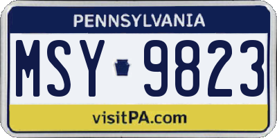 PA license plate MSY9823