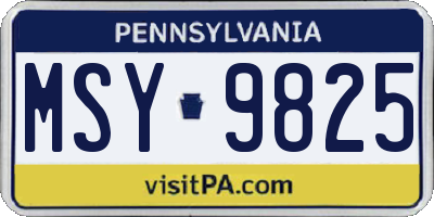 PA license plate MSY9825