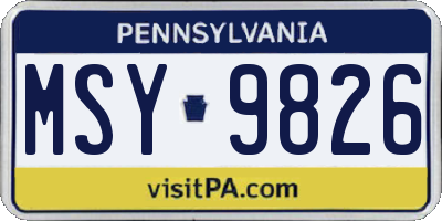 PA license plate MSY9826