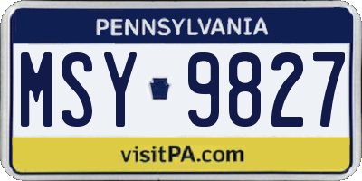 PA license plate MSY9827